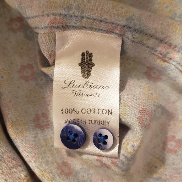 LUCHIANO Visconti Men's Floral Short Sleeve Button Shirt - Size XL - Picture 5 of 16